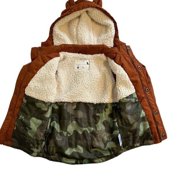 NWOT Okie Dokie Removable Hood Coat Rust/Camo 2T - Picture 3 of 7